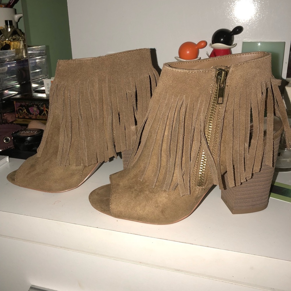 Fringe suede bootie by Carlos Santana
